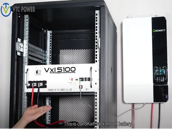 Vxl5100 5KWh Rackmount ESS battery communicates with Growatt inverter