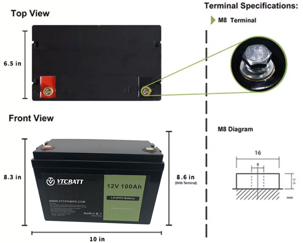 Deep Cycle 12V 100Ah Lifepo4 battery